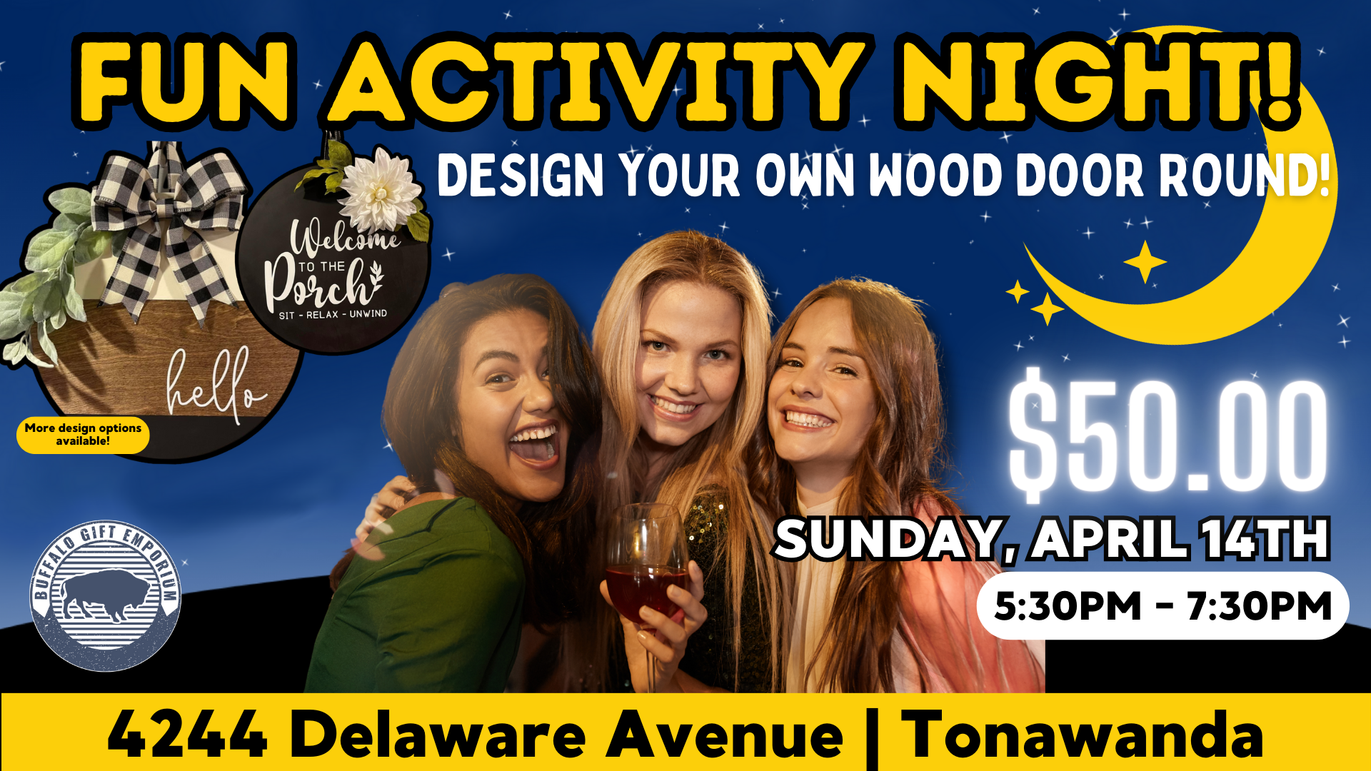 Unleash Your Creativity: Design Your Own Wooden Door Round at Fun Activity Night!