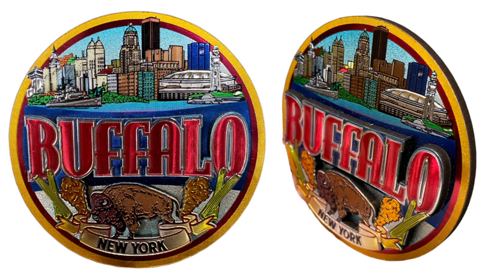 Dual Level Foil Magnet - Buffalo Round Art