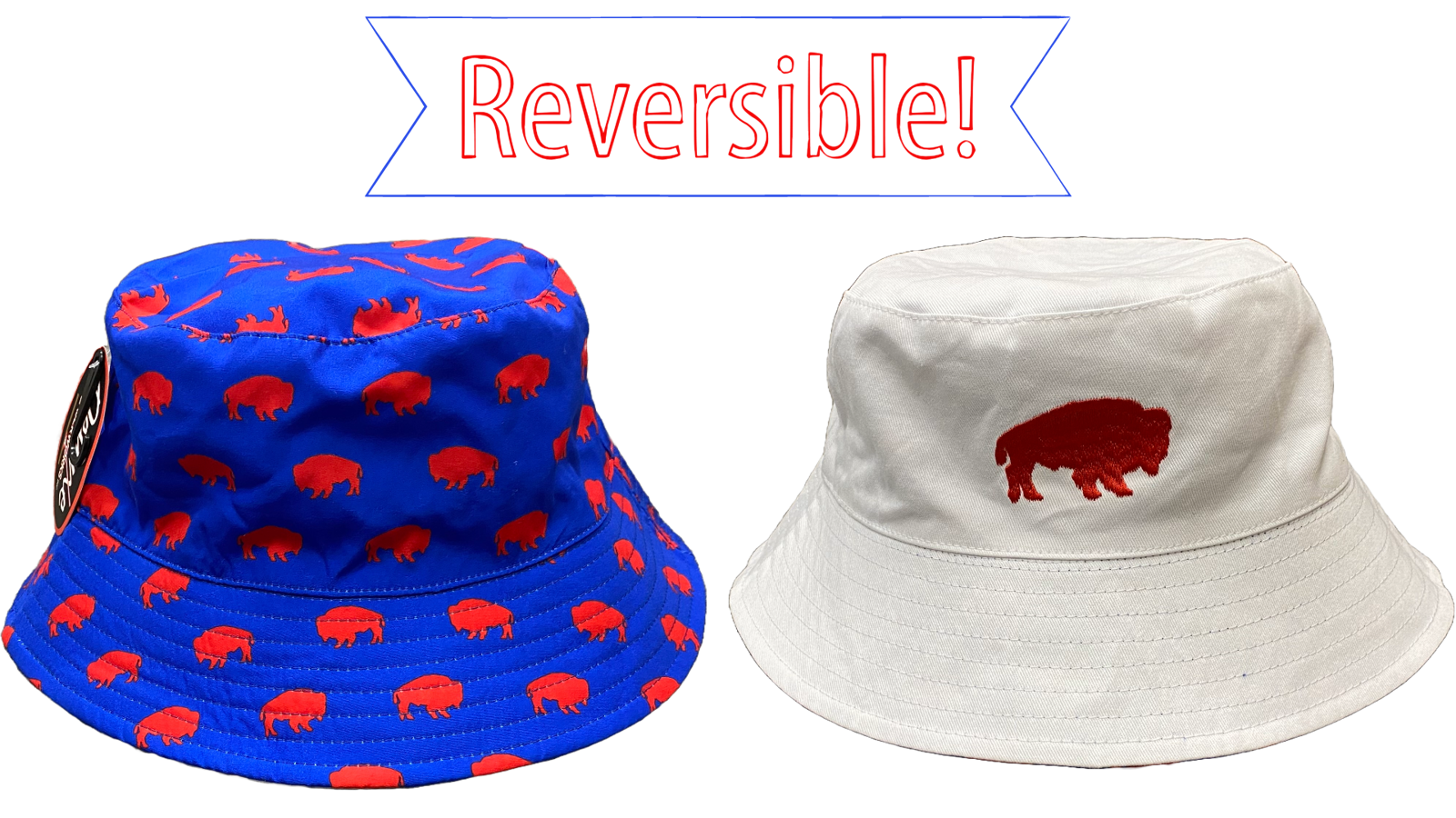 Reversible Cotton Bucket Hat (Adult Size) - Buffalo Print