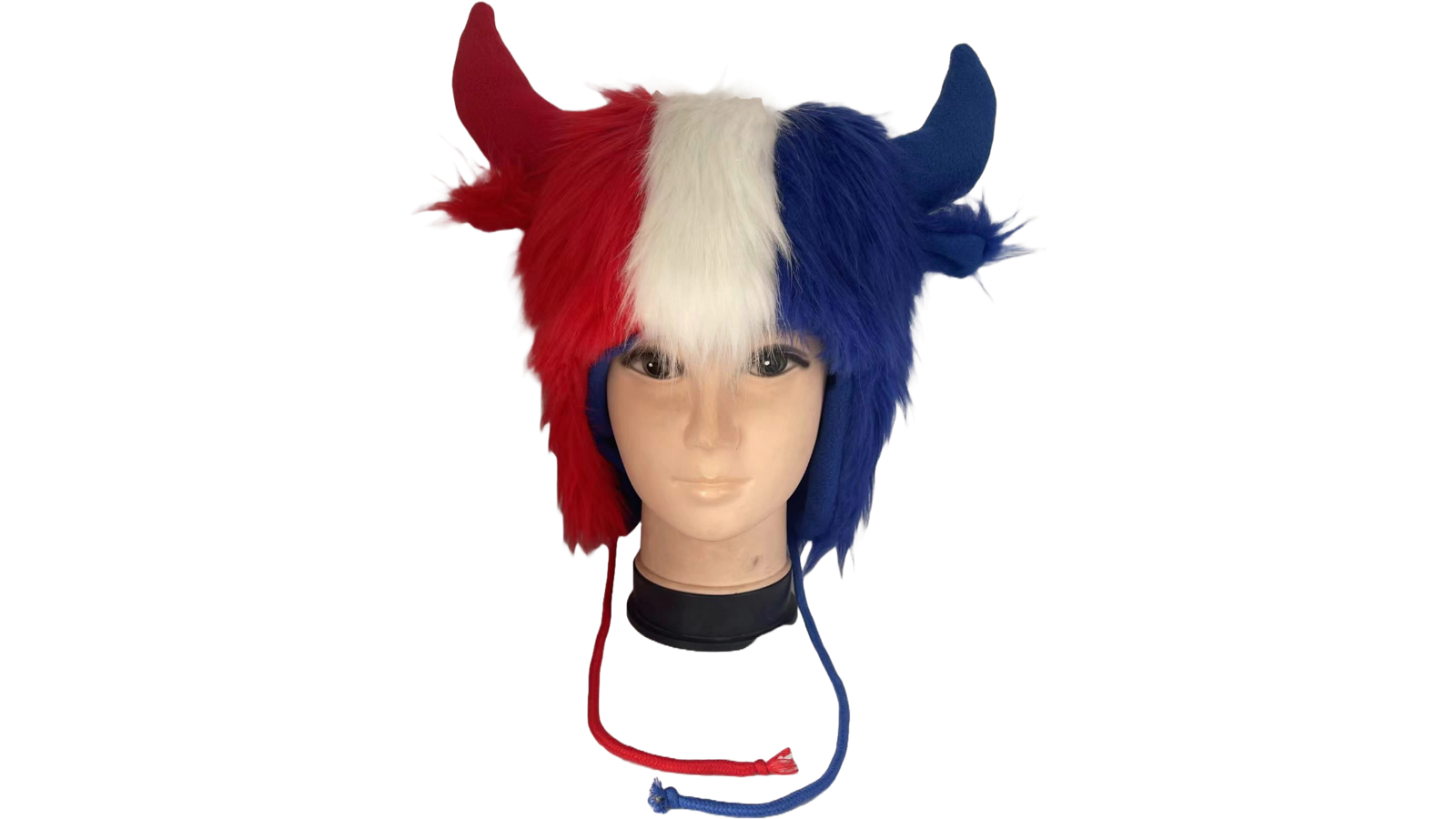 Red White and Blue Furry Buffalo Hat with Fleece Lining