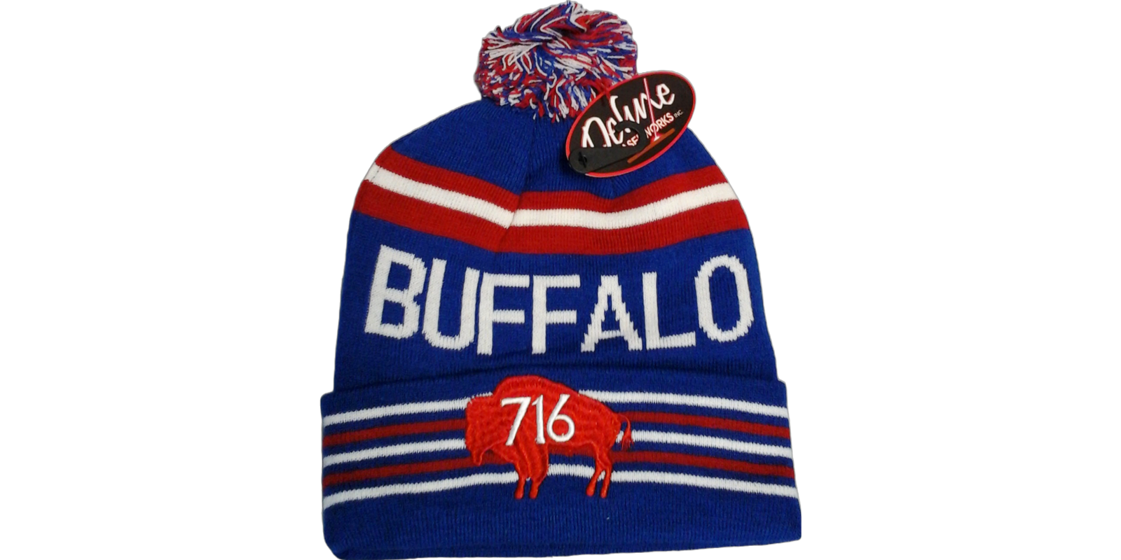 Buffalo Blue & Red Embroidery Beanie Hat