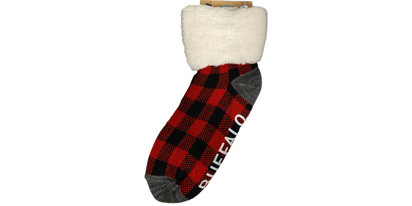 Buffalo Slipper Socks with ABS Sole (Red/Black Plaid)