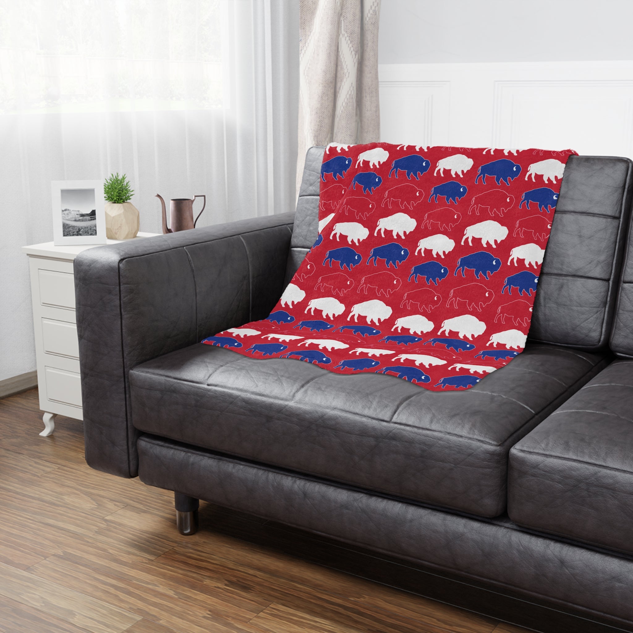 Buffalo Red, White, and Blue 5" x 4" Minky Blanket