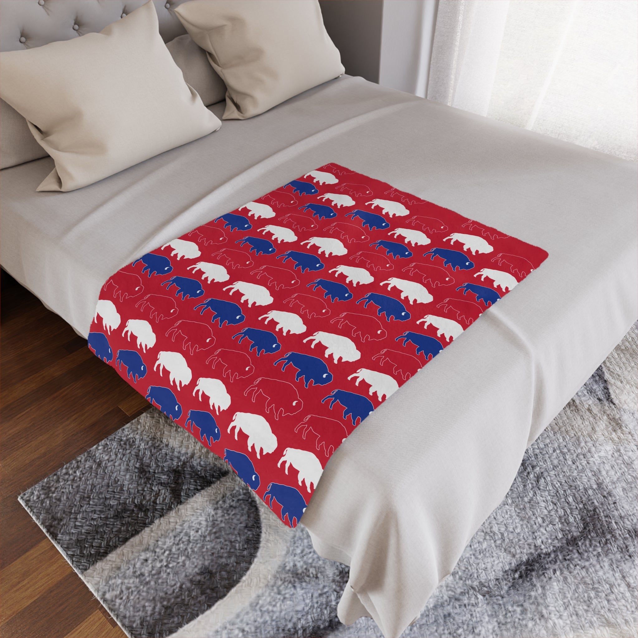 Buffalo Red, White, and Blue 5" x 4" Minky Blanket