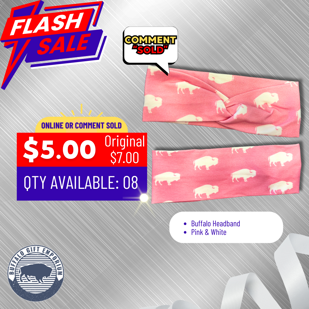 Pink and White Buffalo Headband - Flash Sale