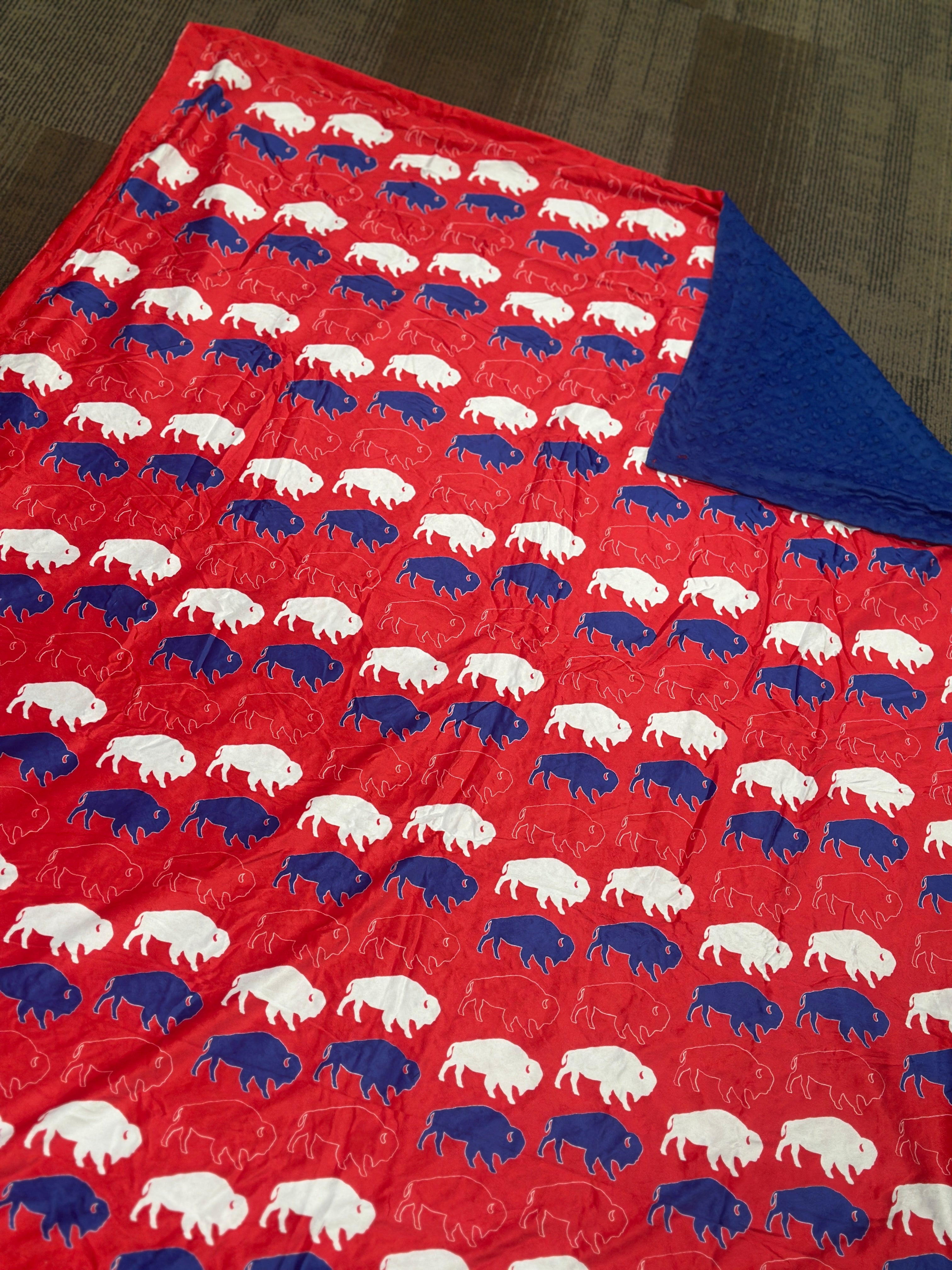 Buffalo Red, White, and Blue 5" x 4" Minky Blanket