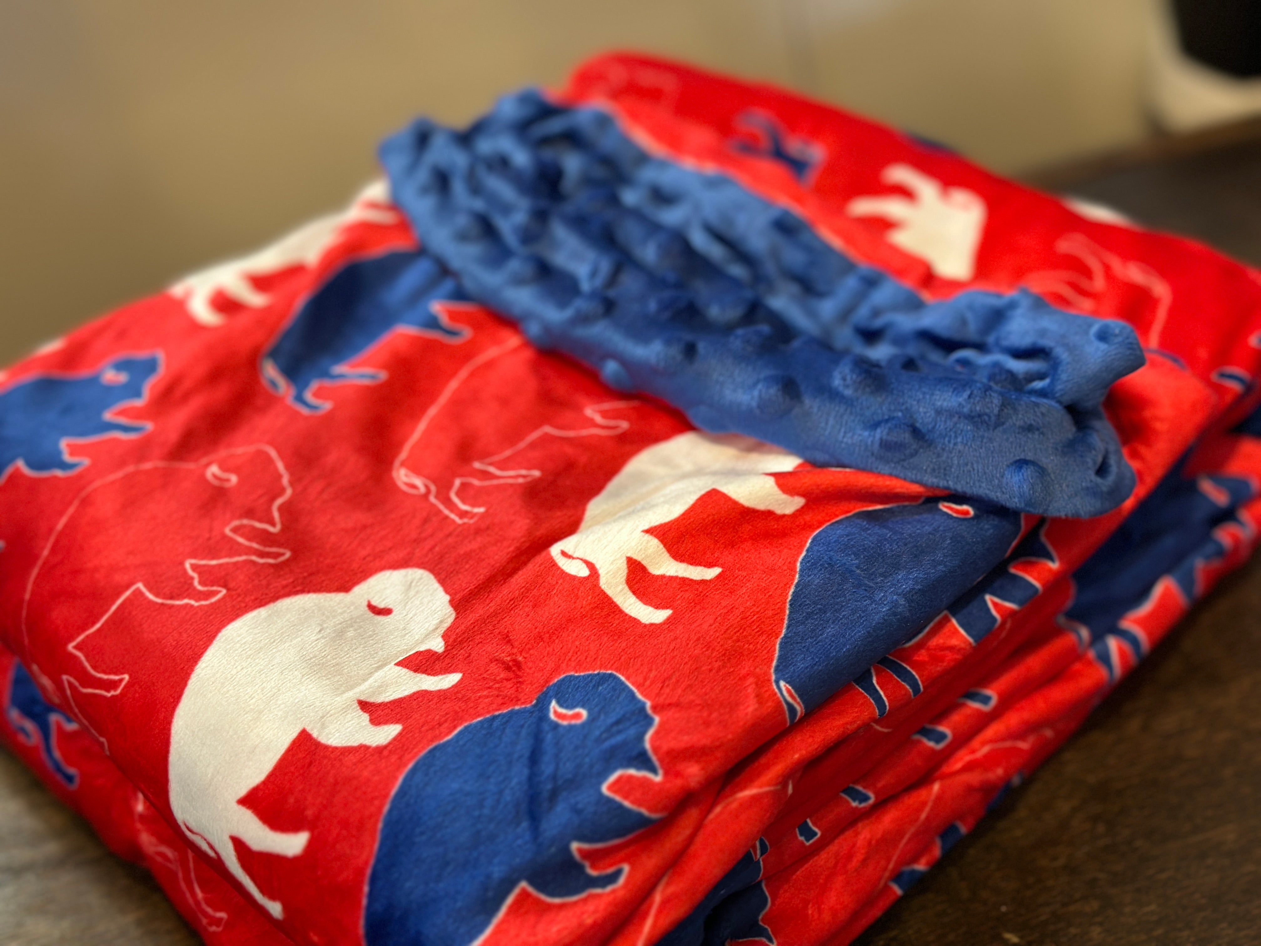 Buffalo Red, White, and Blue 5" x 4" Minky Blanket
