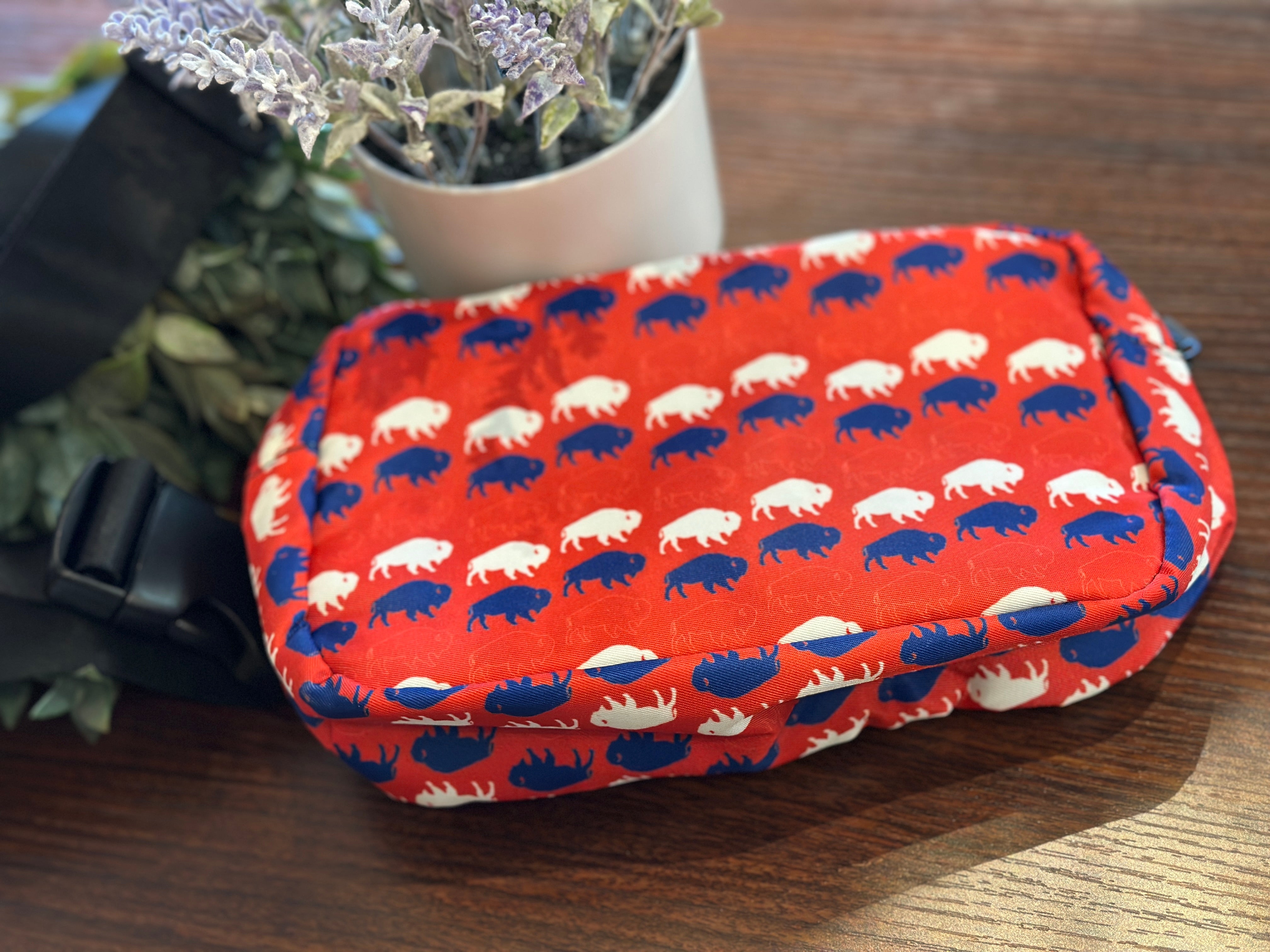 Crossbody Buffalo Red, White, and Blue design