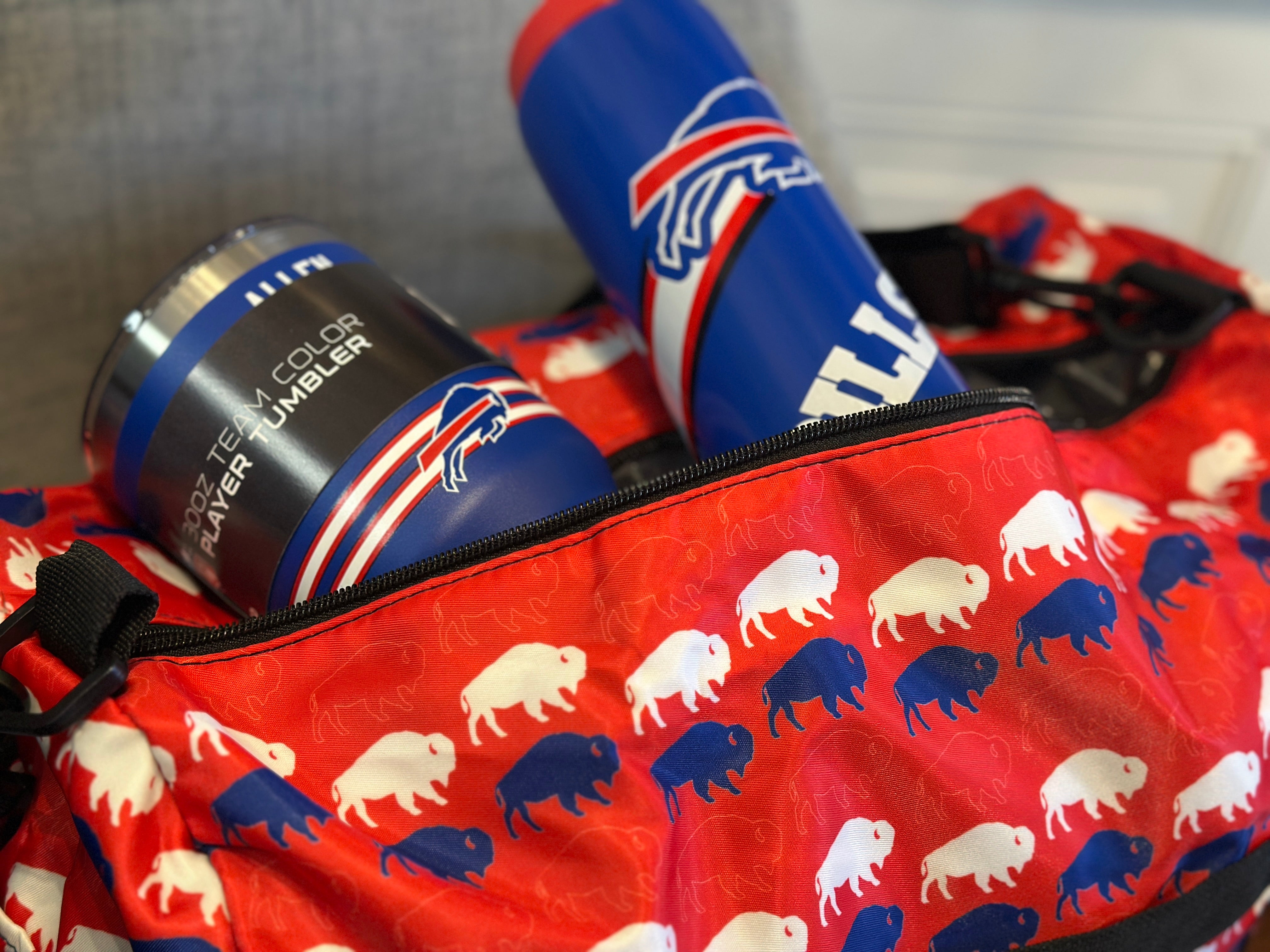 Buffalo Red, White, and Blue Duffel Bag