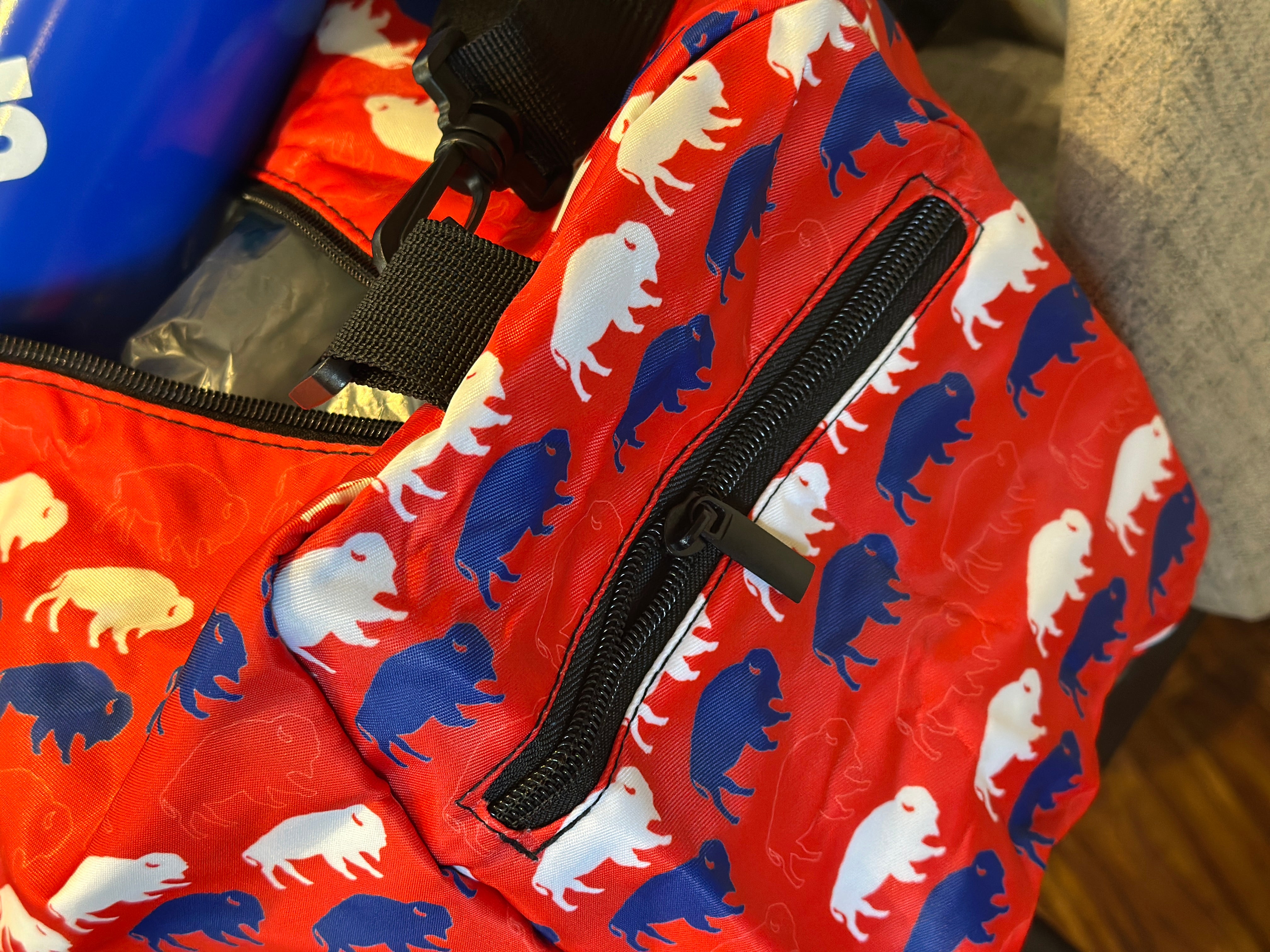 Buffalo Red, White, and Blue Duffel Bag