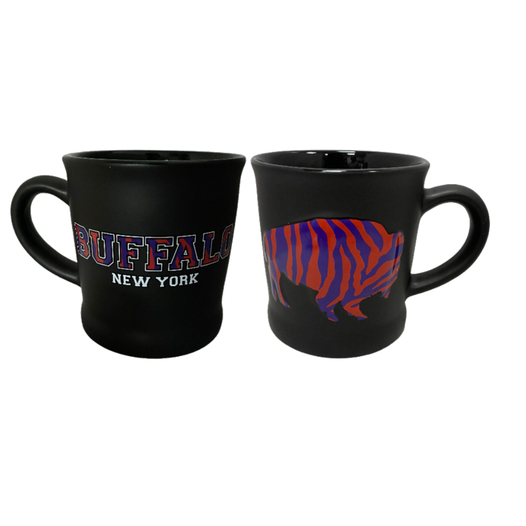 Stoneware Mug - Black with Embossed Bison - Buffalo, NY