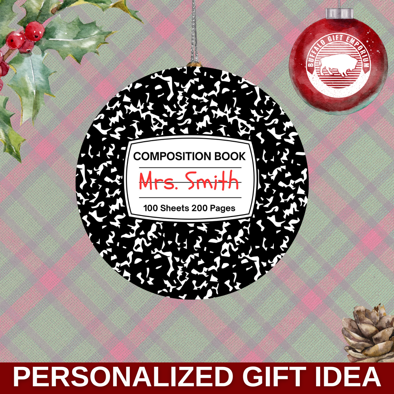 Composition Book Personalized Ornament