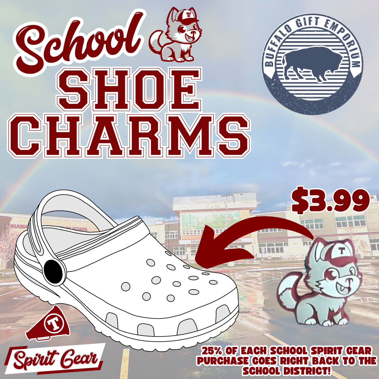 Tonawanda School Mascot Shoe Charm