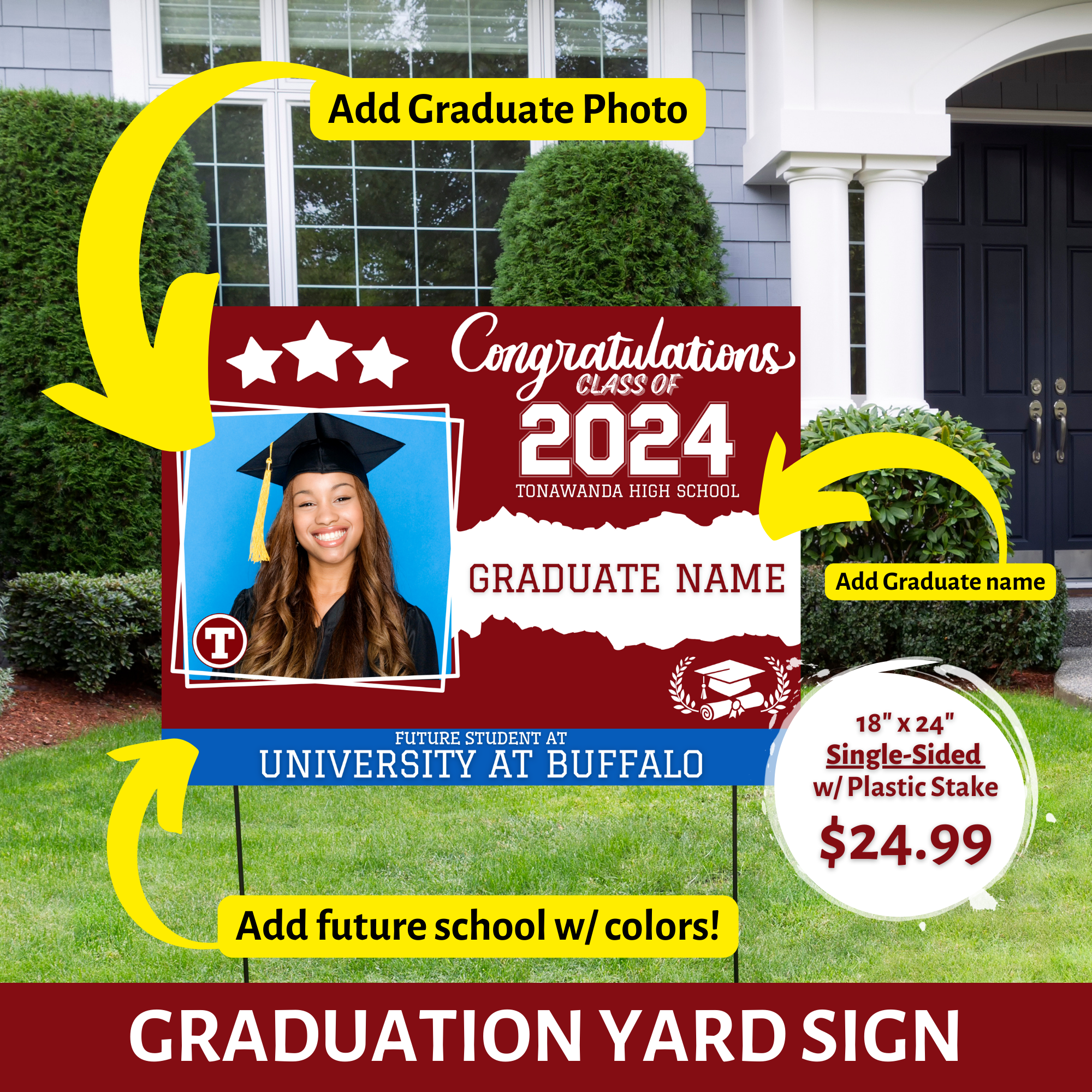 Graduation Yard Sign [Name, Photo, Future School]