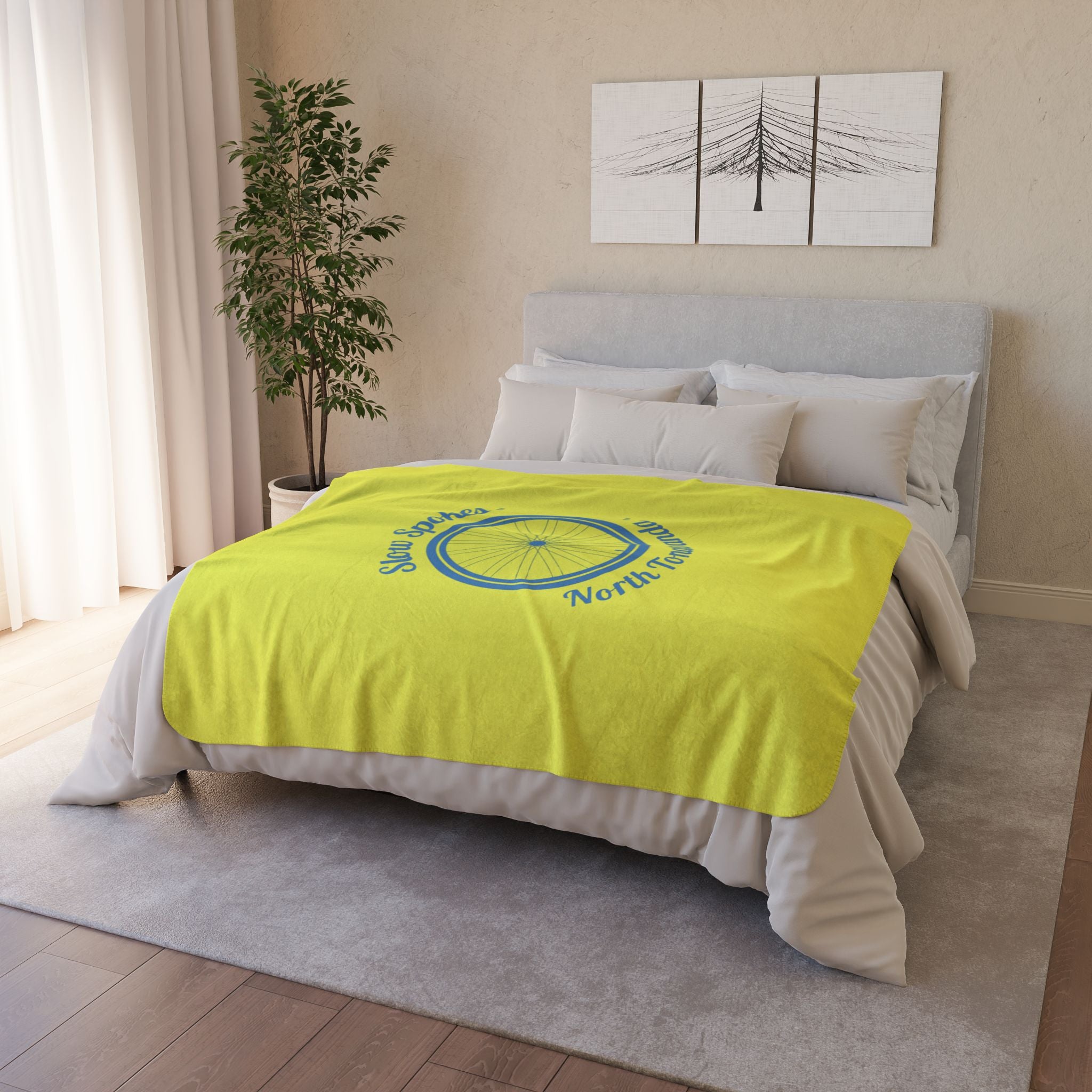 Fleece Sherpa Blanket — Slow Spokes North Tonawanda Bicycle Wheel Cozy Throw