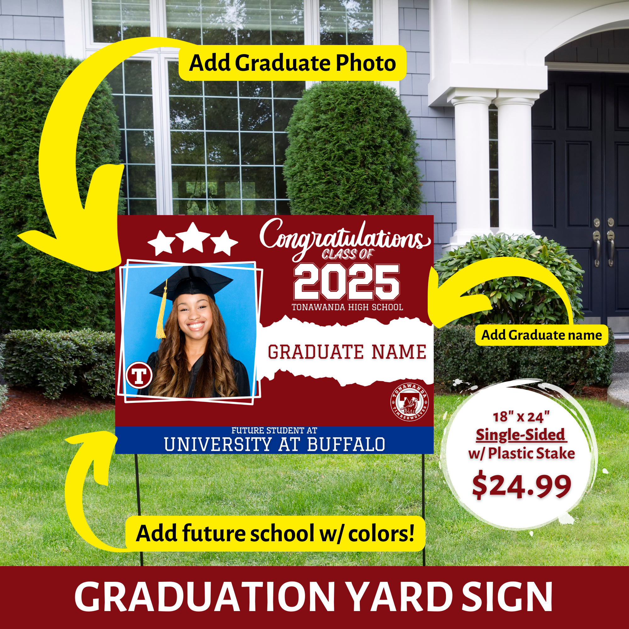 Graduation Yard Sign [Name, Photo, Future School]