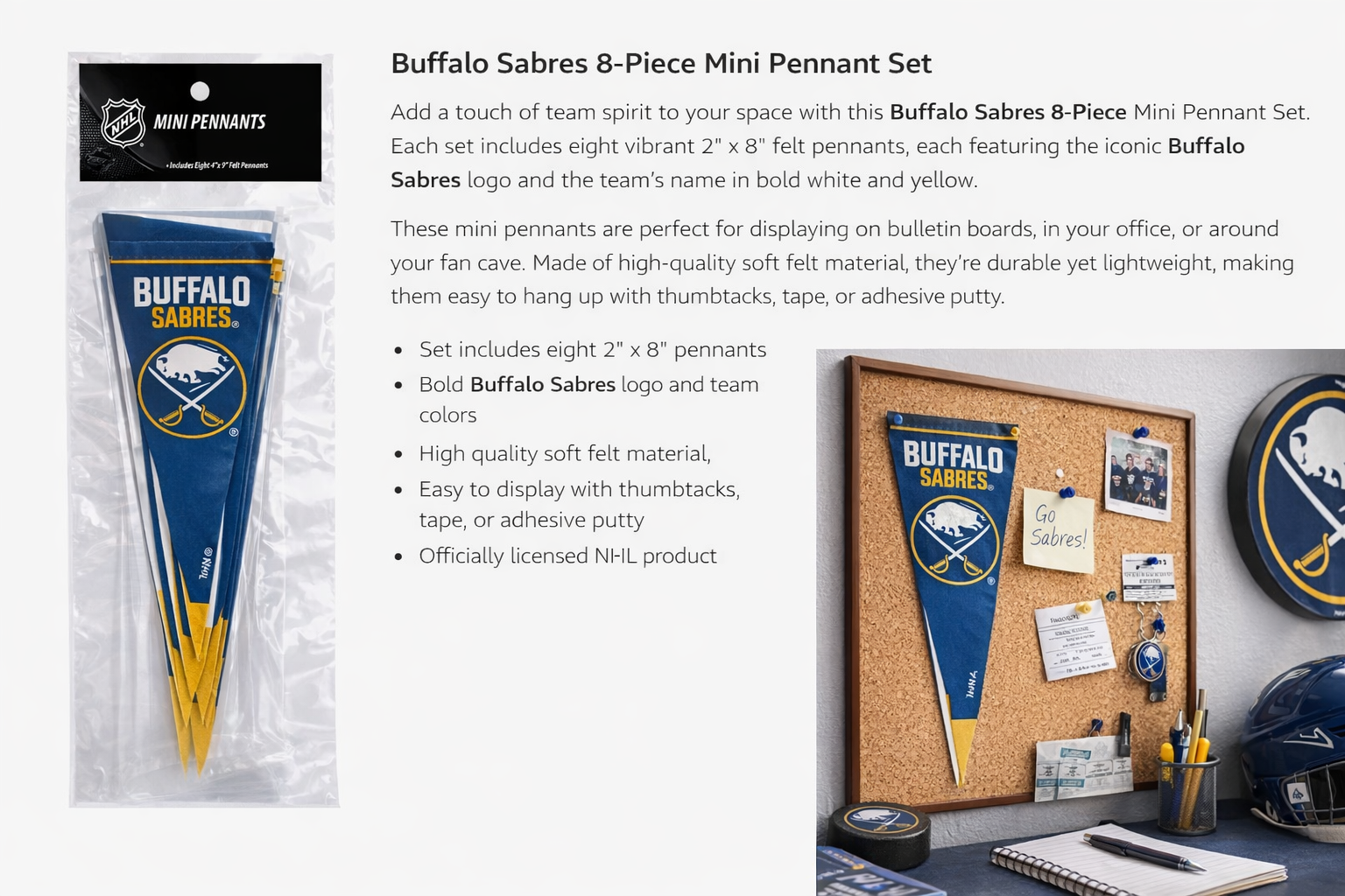 Buffalo Sabres 8-Piece Mini Pennant Set