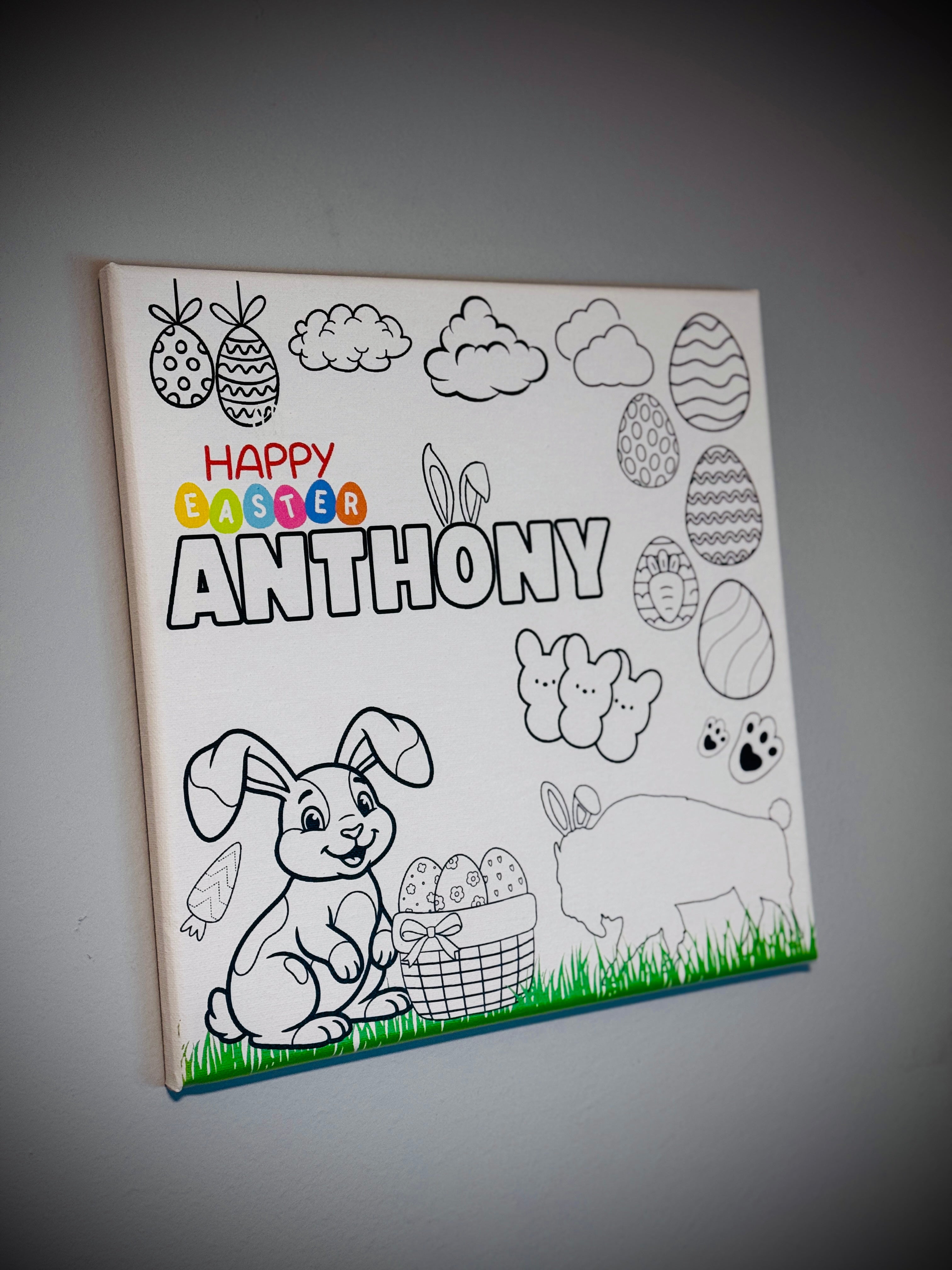 Easter Bunny Personalized Coloring Canvas Print