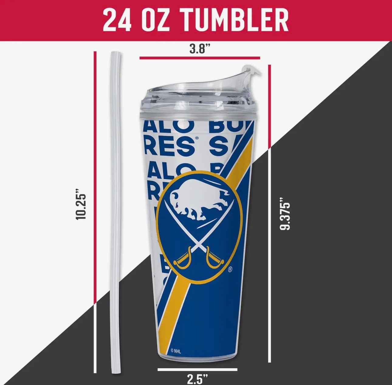 Buffalo Sabres 24oz Acrylic Tumbler with Hinged Lid