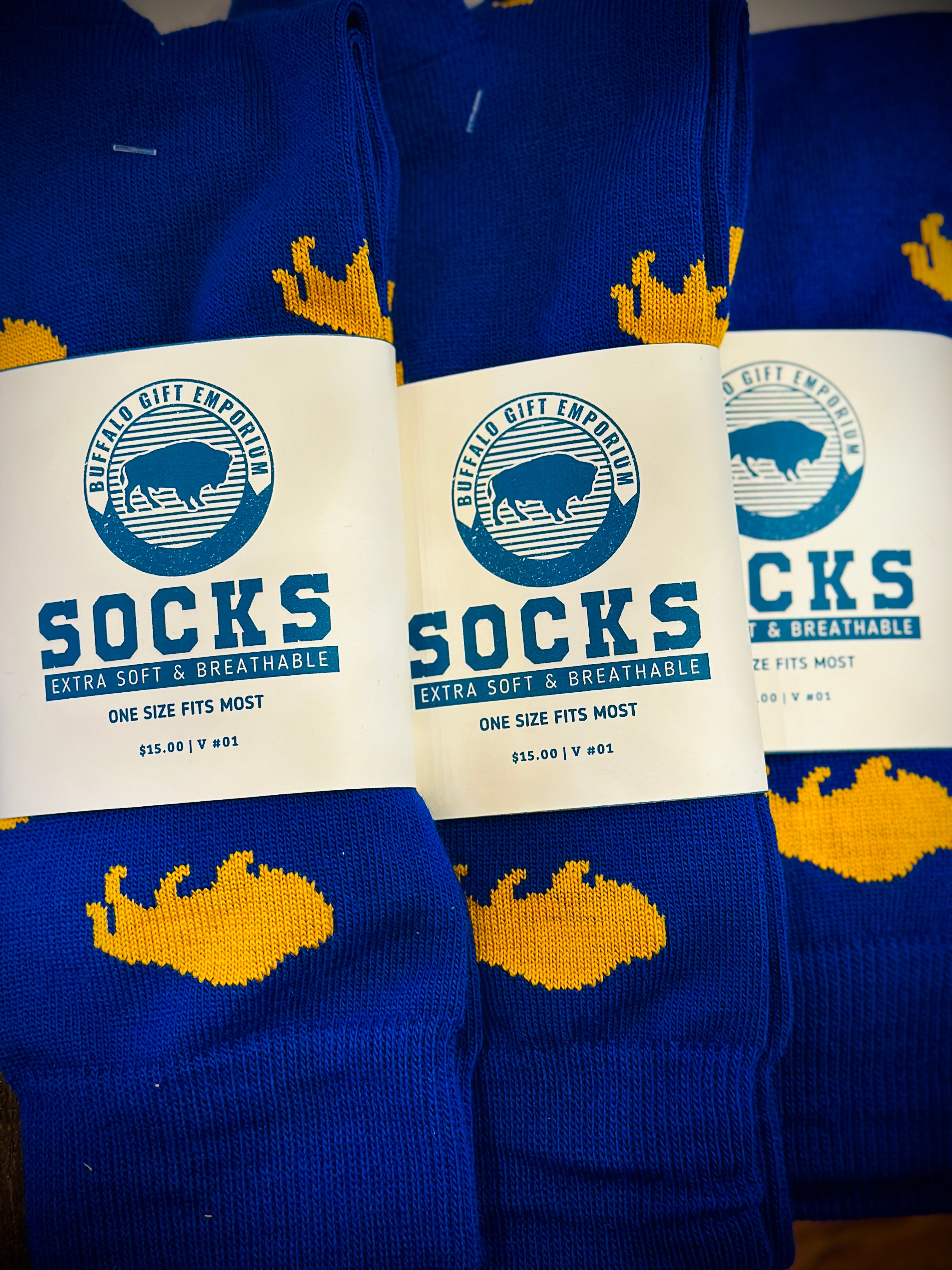 Buffalo Yellow and Blue Socks