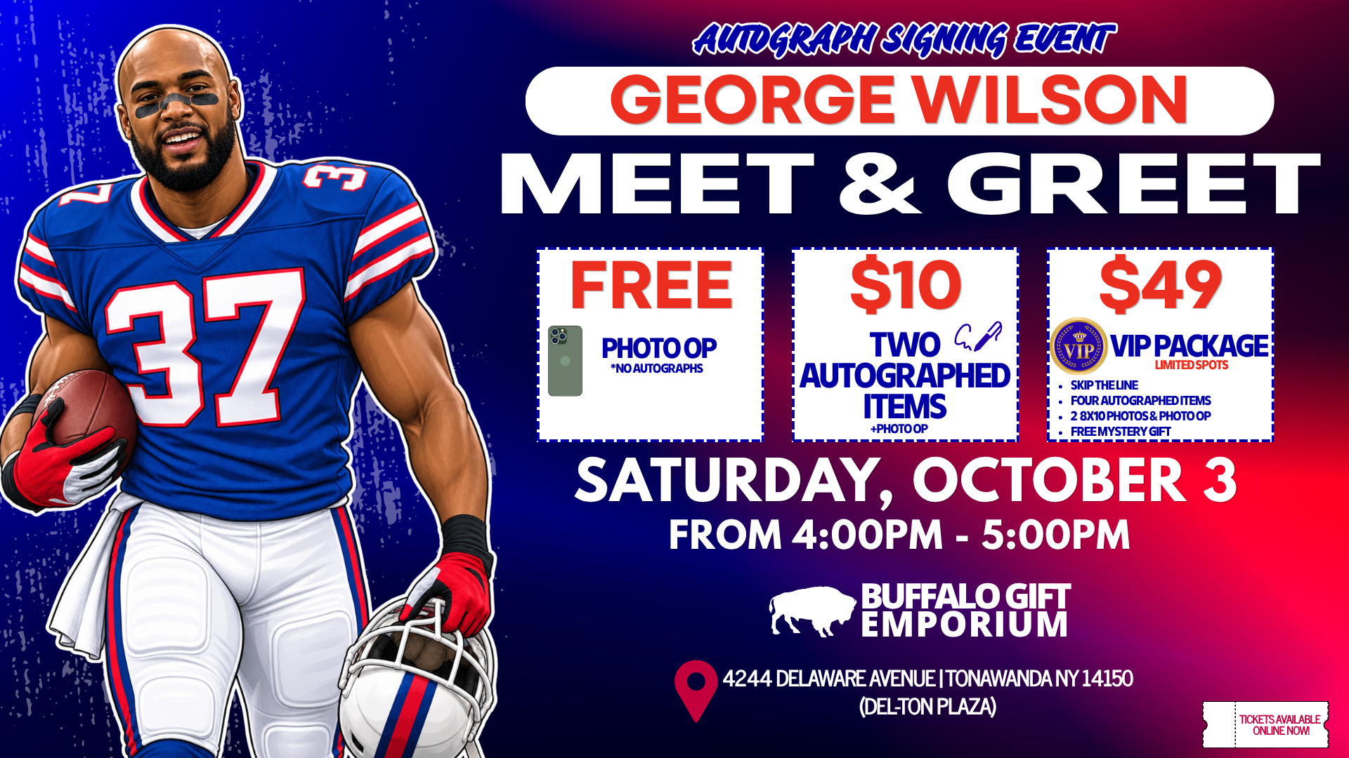 GEORGE WILSON MEET and GREET + AUTOGRAPH SIGNING