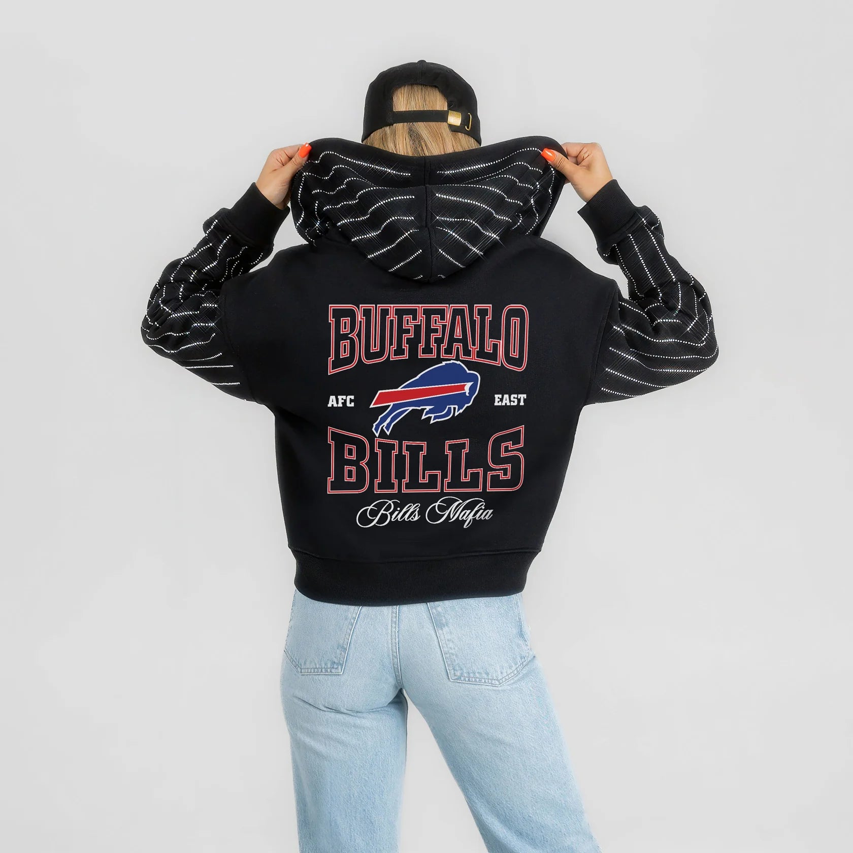 BUFFALO BILLS RHINESTUD STRIPE ZIP HOODIE - PRE-SALE