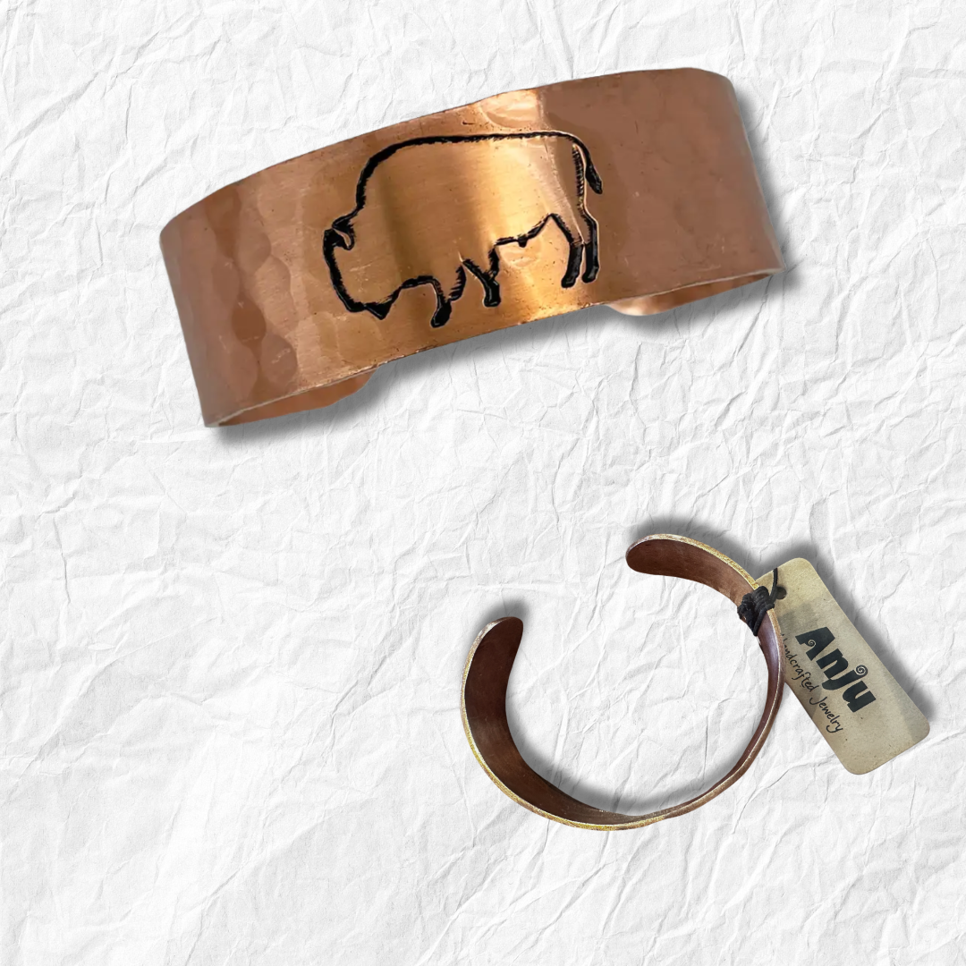 Etched Buffalo Copper Bracelet