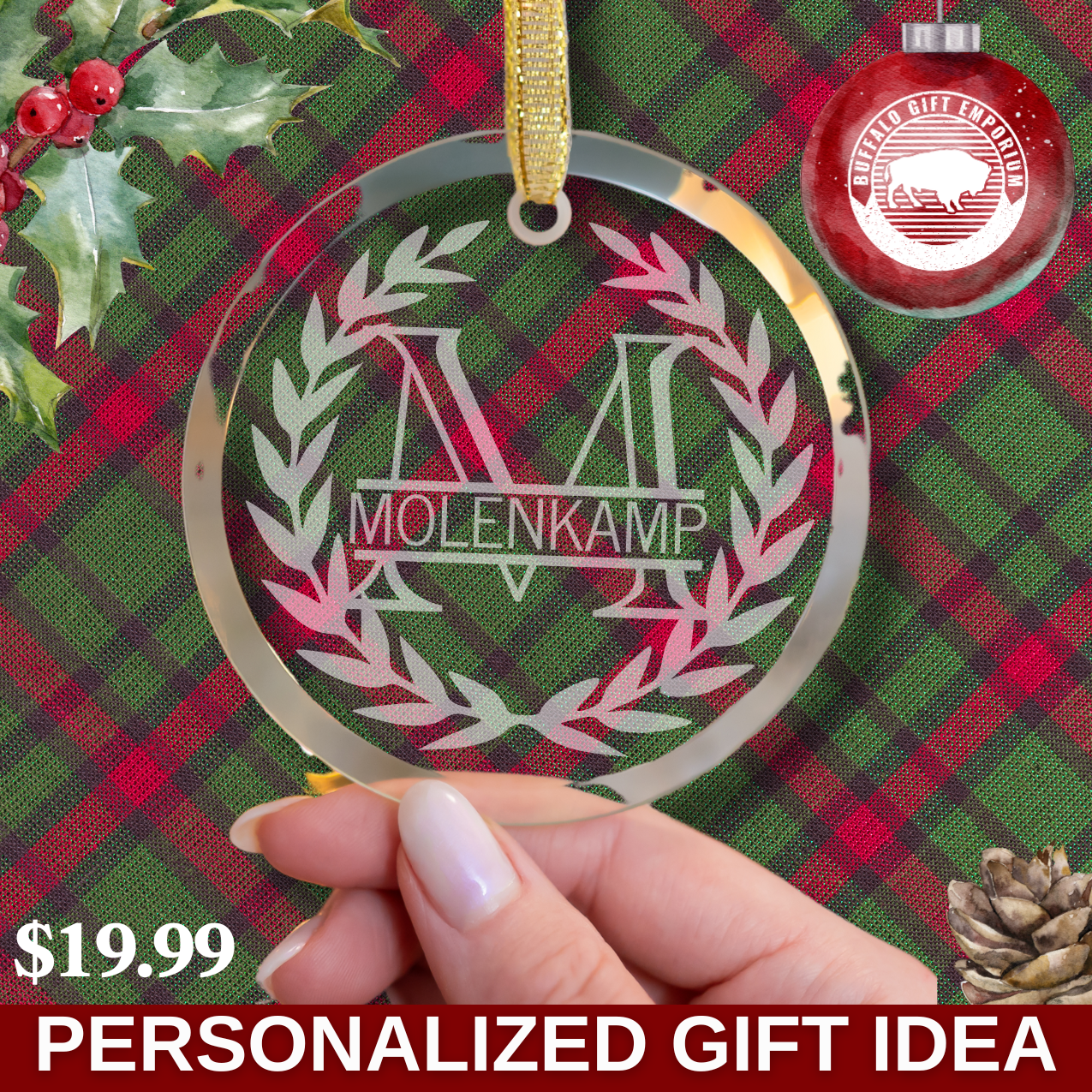 Crystal Personalized Monogram Ornament