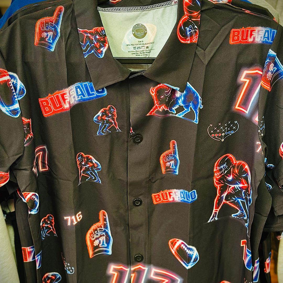 Neon Buffalo Football Button-Up Shirt
