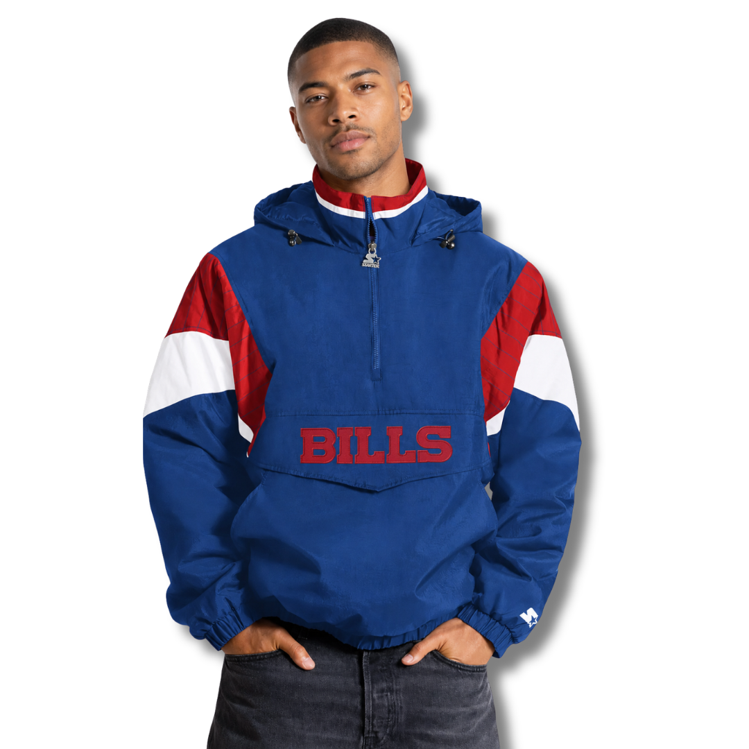 Starter Men's Buffalo Bills Blue Throwback 1/2 Zip Jacket