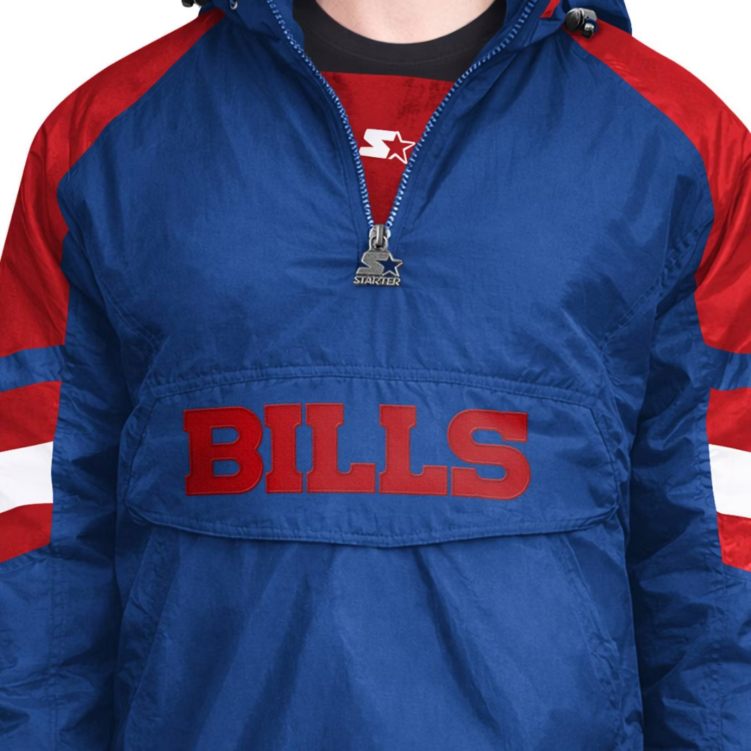 Starter Men's Buffalo Bills Blue Throwback 1/2 Zip Jacket
