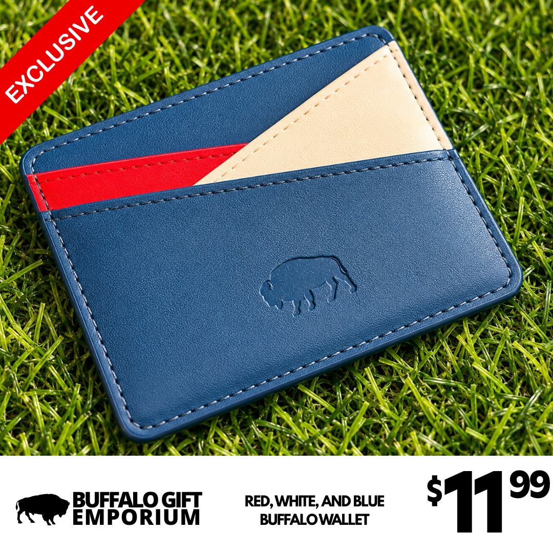 Red, white, and blue Buffalo engraved wallet