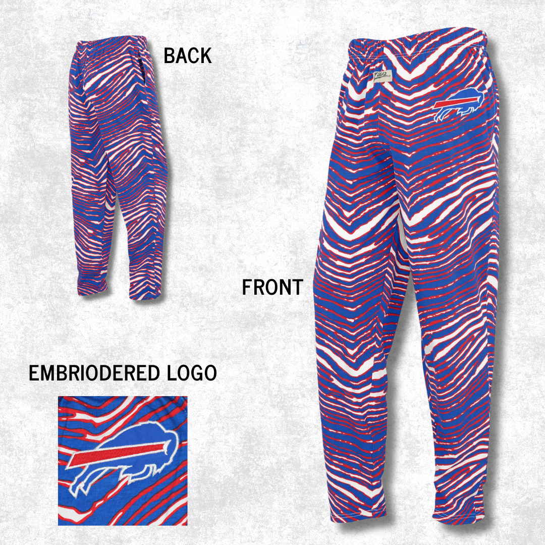 Zubaz Adult Unisex 3 Color Zebra Embroidered Logo Pants