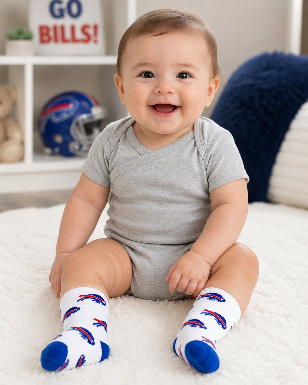 Buffalo Bills Infant All Over Logo Quarter Socks