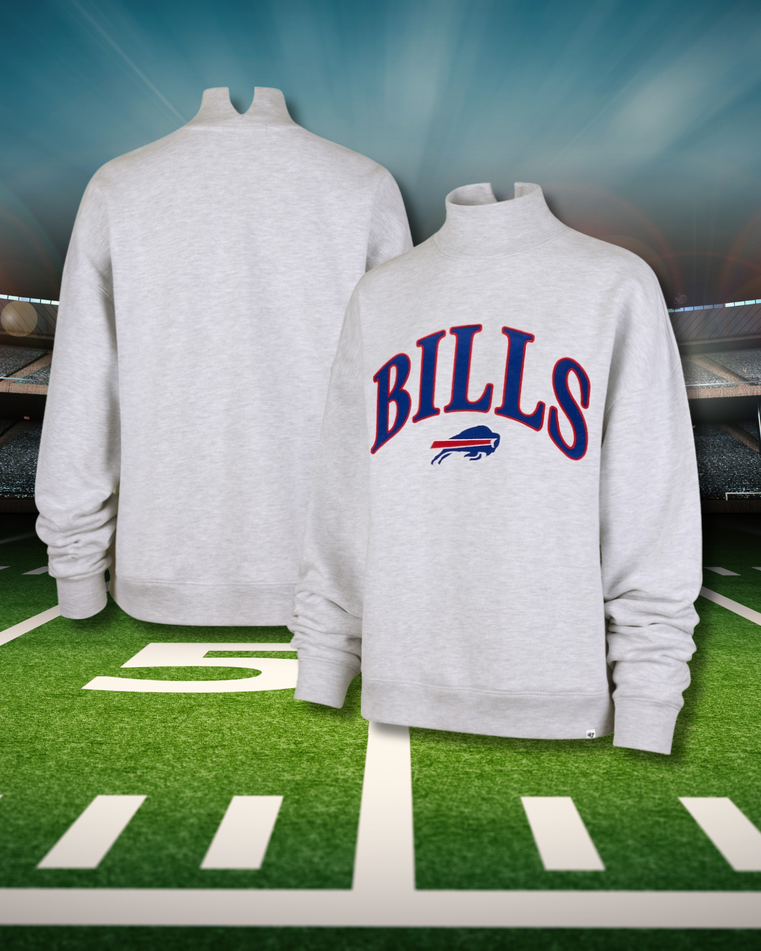Women's Buffalo Bills '47 Gray Subtle Muse Mock Neck Sweatshirt