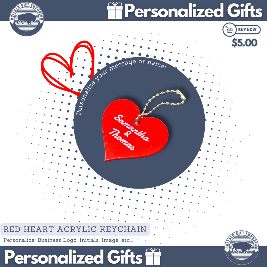 Personalized Red Heart Acrylic Keychain