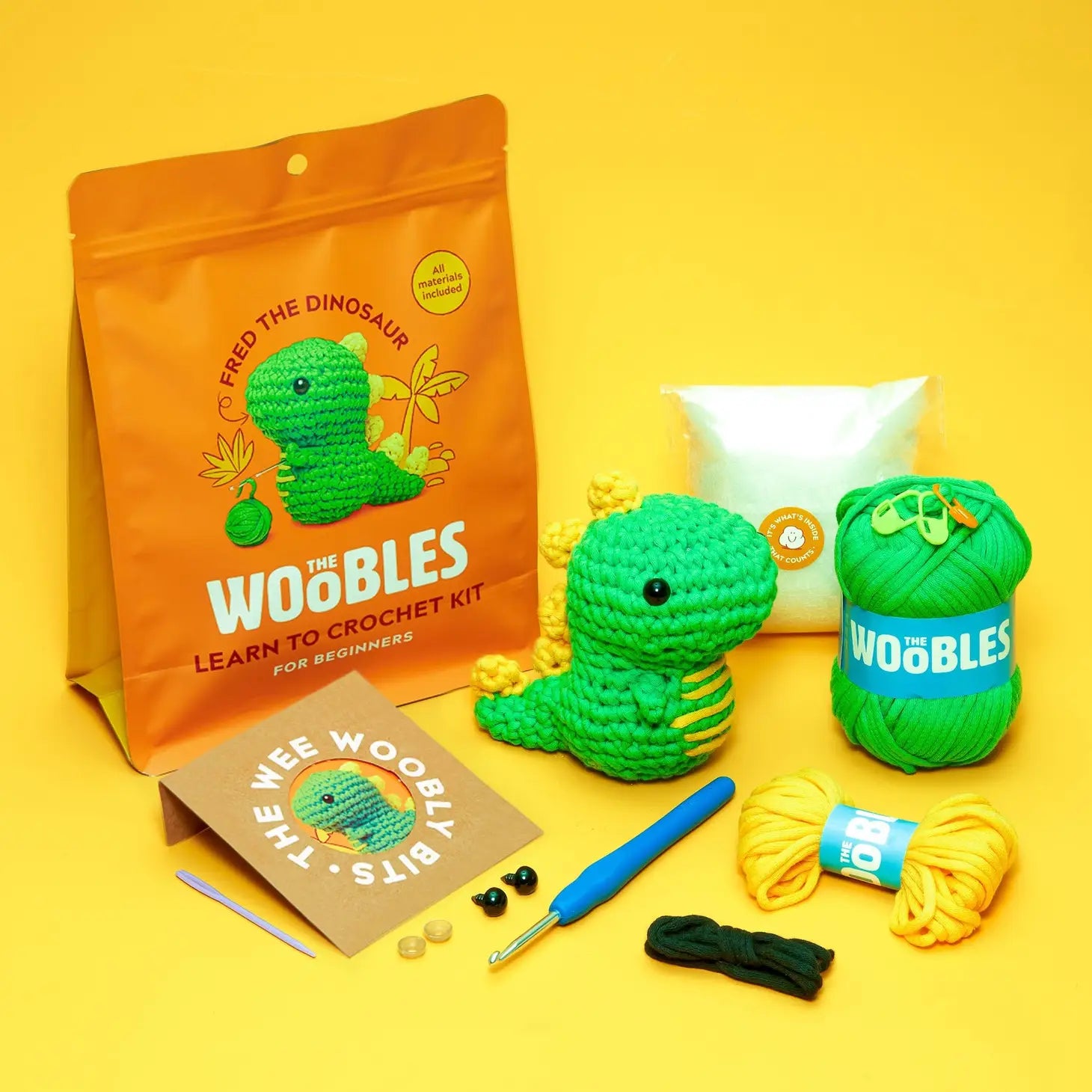 Fred the Dinosaur Beginner Crochet Kit (The Woobles)
